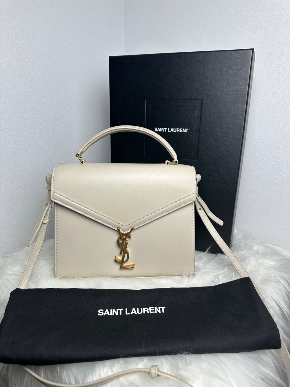 💯 Authentic Saint Laurent Medium Top Handle Bag – Ivory/Cream 🍀